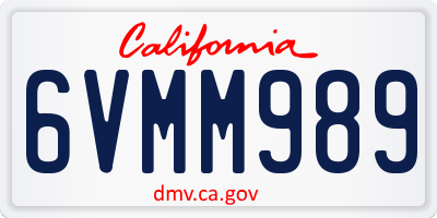 CA license plate 6VMM989