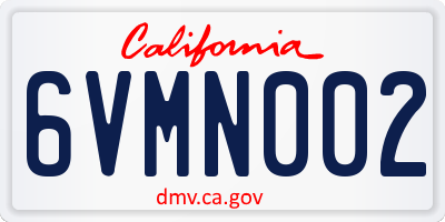 CA license plate 6VMN002