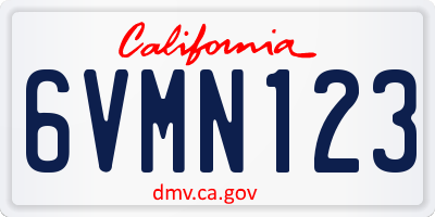 CA license plate 6VMN123