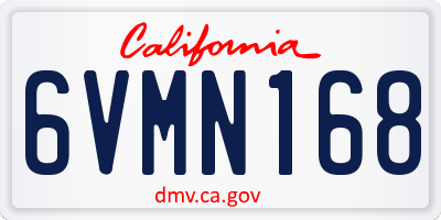 CA license plate 6VMN168