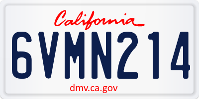 CA license plate 6VMN214