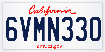 CA license plate 6VMN330