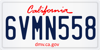 CA license plate 6VMN558