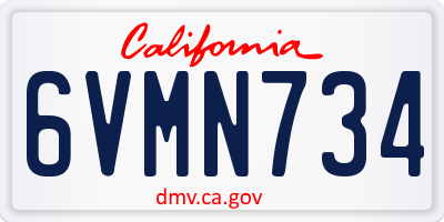 CA license plate 6VMN734