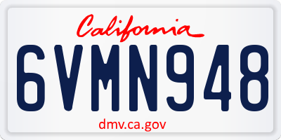 CA license plate 6VMN948