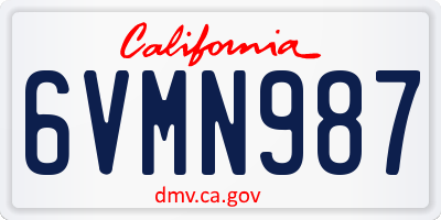 CA license plate 6VMN987