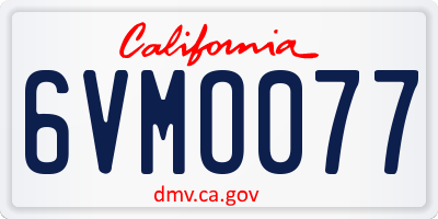 CA license plate 6VMO077