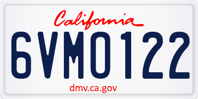 CA license plate 6VMO122