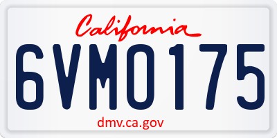 CA license plate 6VMO175