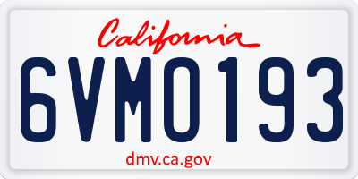 CA license plate 6VMO193