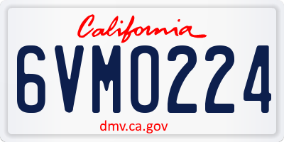 CA license plate 6VMO224