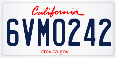 CA license plate 6VMO242