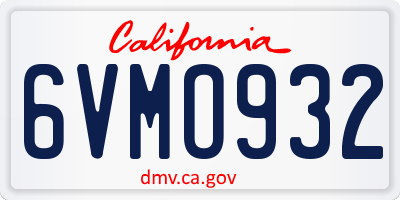 CA license plate 6VMO932