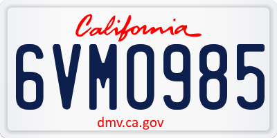CA license plate 6VMO985