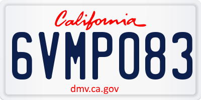 CA license plate 6VMP083