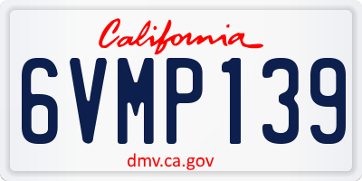 CA license plate 6VMP139