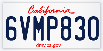 CA license plate 6VMP830