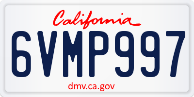 CA license plate 6VMP997