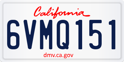 CA license plate 6VMQ151