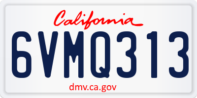 CA license plate 6VMQ313