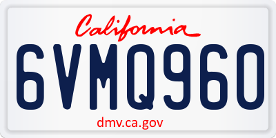 CA license plate 6VMQ960