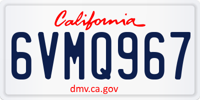 CA license plate 6VMQ967