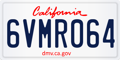 CA license plate 6VMR064