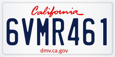 CA license plate 6VMR461
