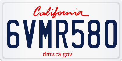 CA license plate 6VMR580