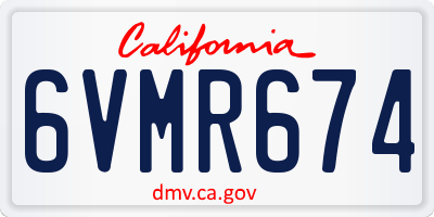 CA license plate 6VMR674