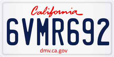 CA license plate 6VMR692