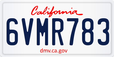 CA license plate 6VMR783