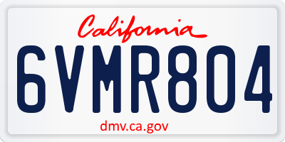 CA license plate 6VMR804