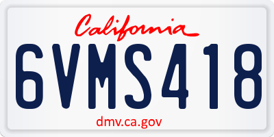 CA license plate 6VMS418