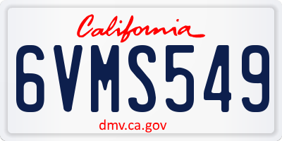 CA license plate 6VMS549