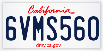 CA license plate 6VMS560