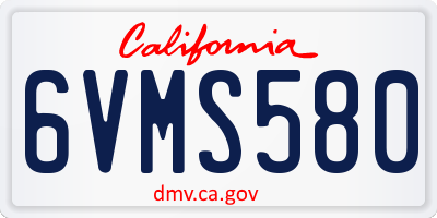 CA license plate 6VMS580