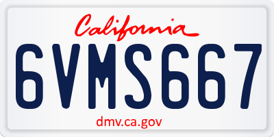 CA license plate 6VMS667