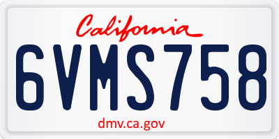 CA license plate 6VMS758