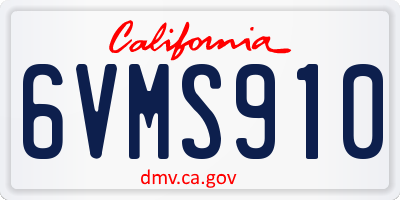 CA license plate 6VMS910