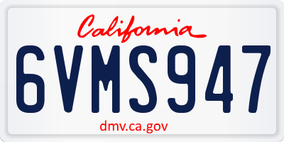 CA license plate 6VMS947