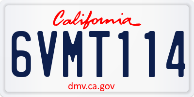 CA license plate 6VMT114