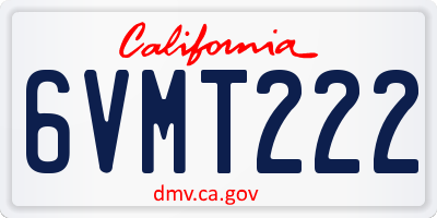 CA license plate 6VMT222