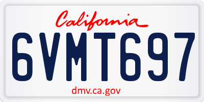CA license plate 6VMT697