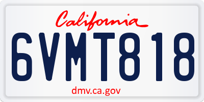 CA license plate 6VMT818