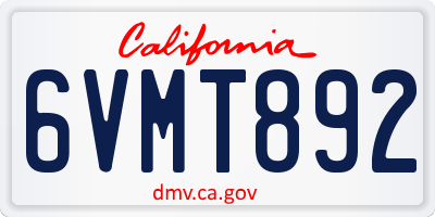 CA license plate 6VMT892