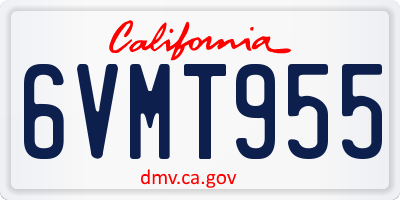 CA license plate 6VMT955