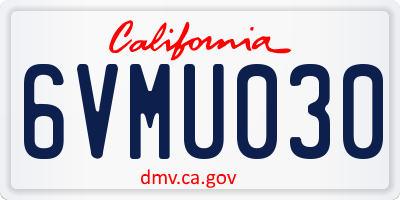 CA license plate 6VMU030