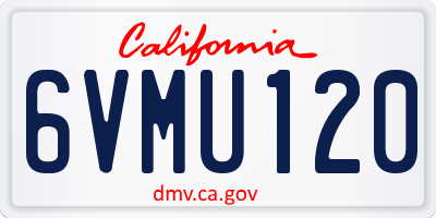 CA license plate 6VMU120