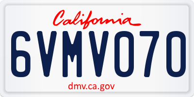CA license plate 6VMV070